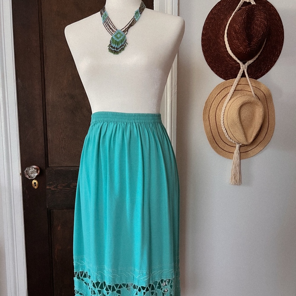 Vintage 90s turquoise pueblo skirt